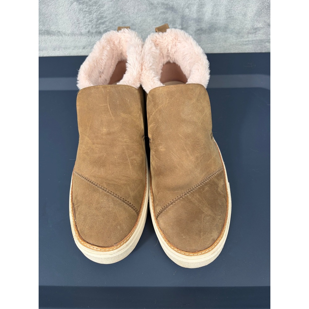 TOMS Paxton Brown Suede Faux Fur Lined Slip On Sneakers Shoes Womens 7.5